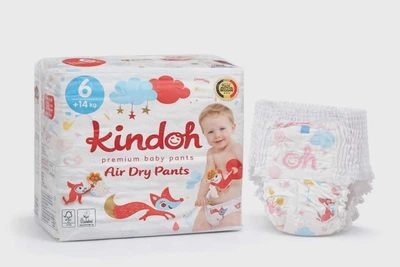 Преміум підгузники-трусики Kindoh Premium Baby Pants Air Dry Pants 6 размер 14+ кг уп/34шт