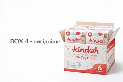 Преміум підгузники-трусики Kindoh Premium Baby Pants Air Dry Pants 6 размер 14+ кг 4уп*34шт