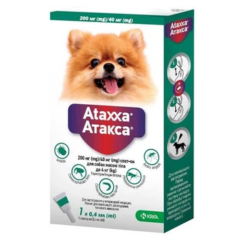 Капли от блох, клещей и комаров для собак (1 пипетка) Ataxxa by KRKA до 4 кг (2001536842445)