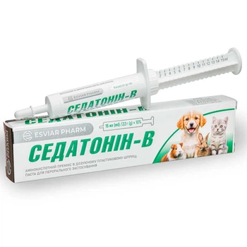 Esviar Pharm Седатонин-В - Успокаивающая паста с мелатонином и аминокислотами для снятия стресса у кошек, собак и грызунов 22 г (4820292960136)