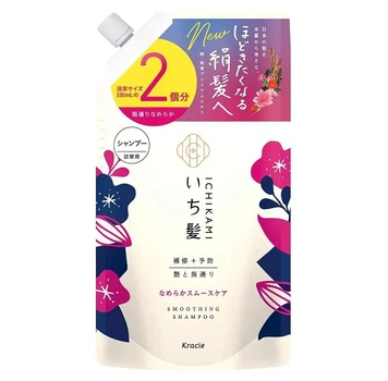 Шампунь для гладкости волос Kracie Ichikami Smooth Care Shampoo, пополнение 660 мл