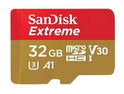 Карта памяти microSD 32Gb SanDisk Extreme class 10 UHS-I U3 V30 A1 + SD адаптер (SDSQXAF-032G-GN6AT)