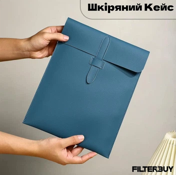 Шкіряний кейс, чохол, сумка для документів, ноутбуку та предметів загального користування Водостійкий Синій KEIVING