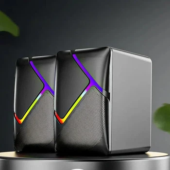 Комп'ютерні колонки із RGB- підсвіткою для ПК та ноутбука комплект акустики для комп'ютера JEDEL S526 чорні