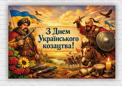 Паперовий плакат "День українського козацтва" 110х75 см