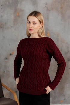Вязаный женский джемпер Асоль ART KNIT бордовый с люрексом, S-M 043566