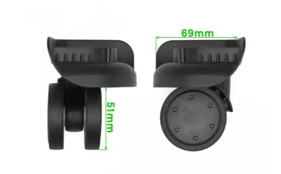 Колесные блоки для пластиковых чемоданов, d-54 mm, с вращением 360 градусов, двойные, 69х69 мм