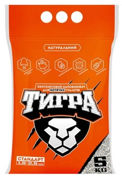 Наповнювач бентонітовий для котячих туалетів Тигра стандарт 2,5-5 мм 5 кг