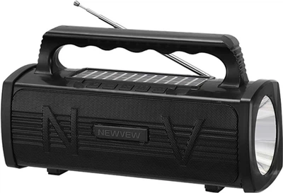 Портативная колонка с фонарем NEWVEW NV-9010 Solar Panel/BT/USB/TF/FM Black (NWVW-NV-9010-BK)