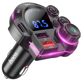 Автомобільний зарядний пристрій FM модулятор HOCO FM01 Legend 20W (2USB-A/1C) (Black) (245639)