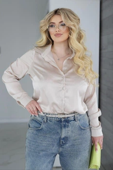 Жіноча шовкова сорочка класична Fashion 46/48 бежевий