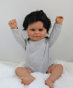 Лялька Реборн Reborn Doll 50 см, реалістичний вініл-силіконовий хлопчик пупс з волоссям в одязі+аксесуари