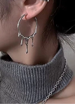 Сережки жіночі кільця з краплями Fashion Jewelry Сріблясті 20676