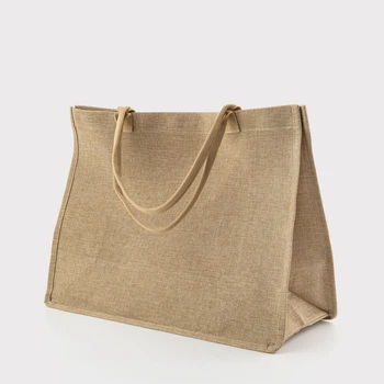 Сумка для сублимации (Tote bag) льняная бежевая 45*34*18,5 см (12356)