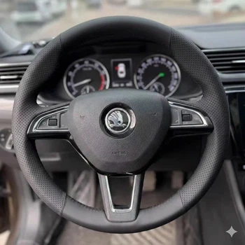 Чохол на кермо Skoda Octavia III/Fabia III/SuperB 2015-2021 (шкіра/перфорація) №55