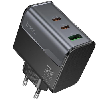 Мережевий зарядний пристрій Hoco CS75A Star Speed PD70W+QC3.0 (1USB-A/2C) Midnight black