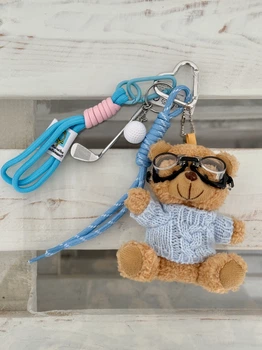 Брелок прикраса на сумку або рюкзак - BRteddy - Коричневий з блакитним
