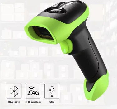 Бездротовий Bluetooth сканер штрих-кодів Netum L8 Pro 3-в-1 (1D, 2D) USB, Bluetooth, 2.4 GHz (Green)