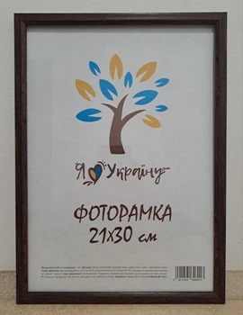 Фоторамка 21Х30, (А4), коричнева без золотої вставки, багет 1210-В186 б/з, ОРГСКЛО + ДВП