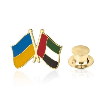 Значок BROCHE брошь бижутерия Флаги Украина-Объединённые Арабские Эмираты (ОАЭ) BRGV115407