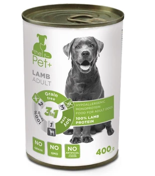 the Pet+ Гіпоалергенна м'ясна консерва для дорослих собак усіх порід 400 г