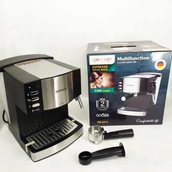 Кофемашина рожковая эспрессо Rainberg RB-2273 2200Вт с капучинатором 1.6л, кофеварка полуавтоматическая