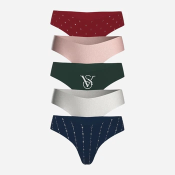 Набор трусиков танга женских Victoria's Secret 855795860 XS 5 шт Темный ультрамарин/Серебристый/Очень темный зеленый/Средний нюдовый розовый/Темно-красный бордовый (1159857031)