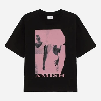 Koszulka męska bawełniana Amish AMU144CR580569-C0073 S Czarna (800070355202)