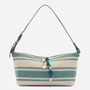 Сумка багет сідло жіноча тканинна середня Furla WE00865BX43534501S1007 Синя (800070358025)
