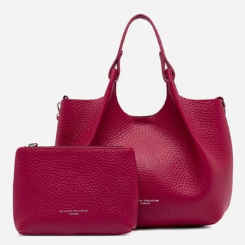 Комплект (сумка + косметичка) жіночий з натуральної шкіри Gianni Chiarini BS-9719-RNGDBL-T.U.-14364 Малиновий (800070354422)