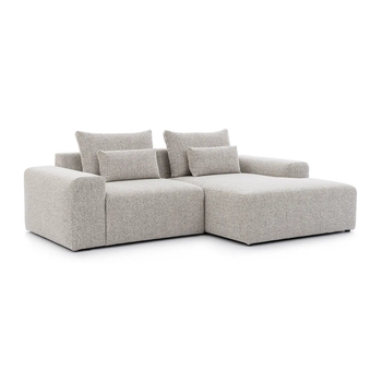 Угловой диван в кухню-студию MeBelle FLEX 2.5 м в стиле минимал, серый рогожка, букле