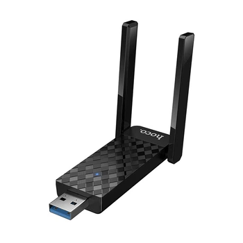 Антена Wi-Fi HOCO HI34 WiFi6 USB external dual antenna Wireless Network Card Black (6942007659680)