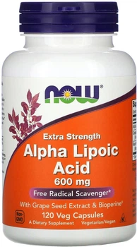 Альфа-ліпоєва кислота Now (Now Foods) Alpha Lipoic Acid 600 мг 120 вегетаріанських капсул (NOW-03045)
