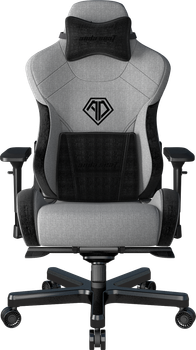 Крісло льняне геймерське ігрове Anda Seat T-Pro 2 Size XL до 180 кг Linen Fabric Grey/Black (AD12XLLA-01-GB-F)