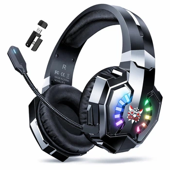 Ігрові бездротові навушники Onikuma B15I з мікрофоном і RGB-підсвічуванням, Bluetooth 5.3 + 2.4G + USB-TypeC, для ПК, PS4, PS5, телефону Black
