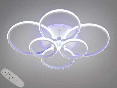 Потолочная светодиодная люстра 135W с пультом Diasha с рассеивателями-кольцами из акрила 3200K-6500K белого цвета IP20