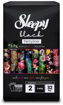 Щоденні гігієнічні прокладки для темної білизни Sleepy black Premium Plus Pantyliner 32 шт 2 краплі