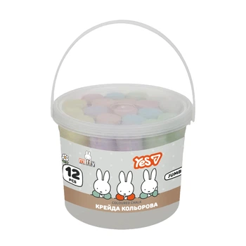 Крейда кольорова 12шт. YES 400566 Miffy JUMBO, у відрі /400566/
