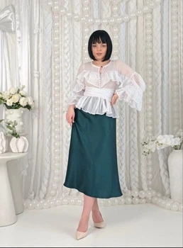 Шовкова спідниця 882VIKA XL зелена