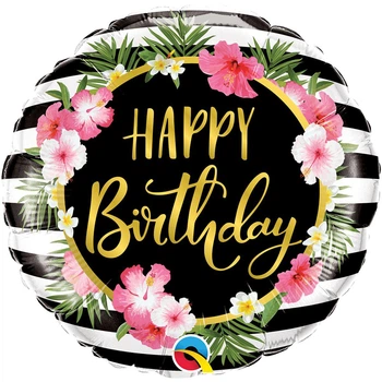 Фольгированный шар Happy Birthday цветы 45 см (835148)