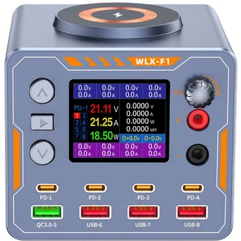 8в1 Швидкісна зарядна станція 140 Вт Addap WLX-F1 | Багатопортовий блок живлення DC 0–12 В з дисплеєм, QC/PD + бездротова зарядка, для ремонту телефонів, ноутбуків (1347)