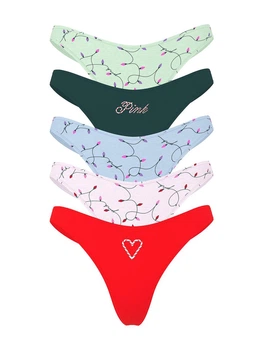 Набор трусиков Victoria's Secret (51522415214) 5-Pack Cotton Thong S комбинированные
