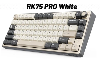 Клавиатура ROYAL KLUDGE R75 PRO Белая Беспроводная Трехрежимная Игровая Механическая 2.4G/Bluetooth/Кабель, RGB Подсветка, С поддержкой HOT-SWAP. Silver Pro Switch