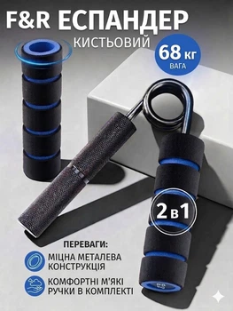 Эспандер кистевой пружинный F&R 68 кг (150 LB) металлический с мягкими накладками для тренировки рук и предплечий