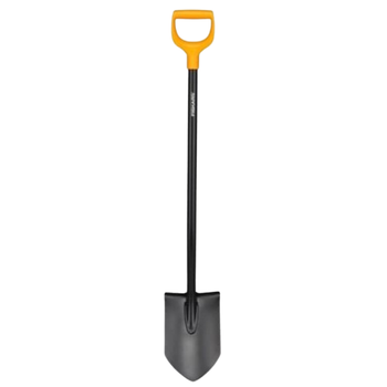 Лопата штикова Fiskars Solid з рейкової сталі D-подібна рукоять Чорний (1066716)
