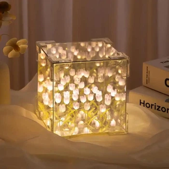 Нічник «Нескінченні тюльпани» 10×10 см, LED, набір «Зроби сам»