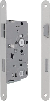 Врезной замок Lockzz для межкомнатных дверей ванной комнаты правый с защелкой и защелкой серебристый