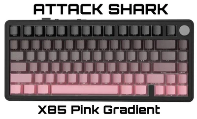 Клавиатура Attack Shark X85 Pink Gradient Беcпроводная Игровая Механичиская. 2.4G/Bluetooth/Кабель. Батарея 5000mAh. 75% White Jade Switch.