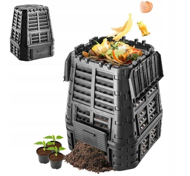 Садовий контейнер для компосту Kadax K3967 740 л морозостійкий пластиковий компостер Чорний