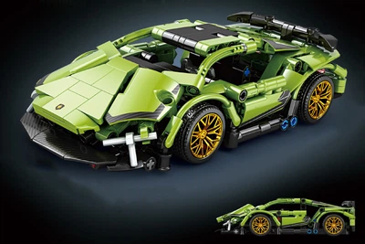 Конструктор гоночная машина для детей и взрослых Lamborghini (Ламборгини) Зеленая, машинка 317 деталей
